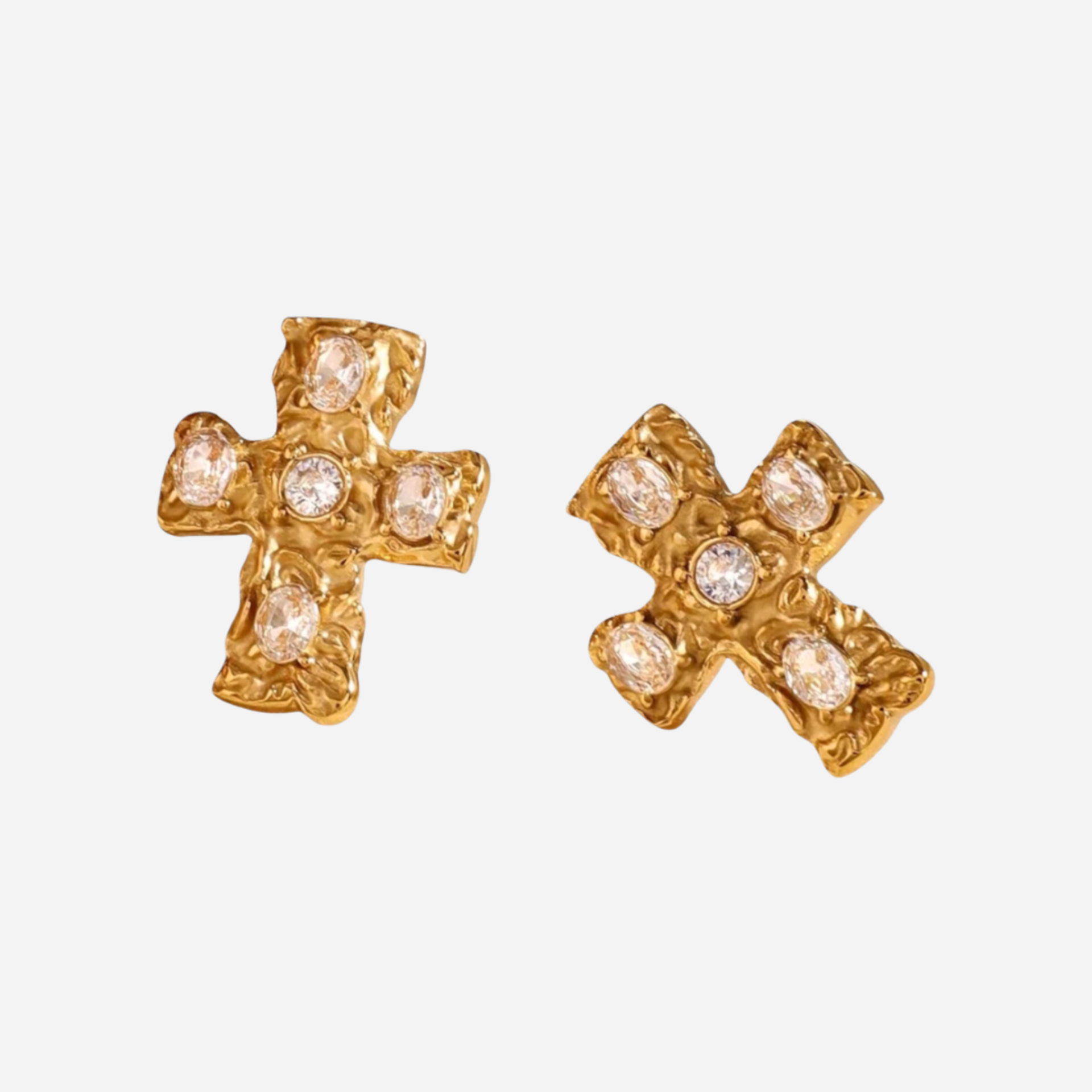 Saki – Kreolen Kreuz Geschmolzener Stein Elegant