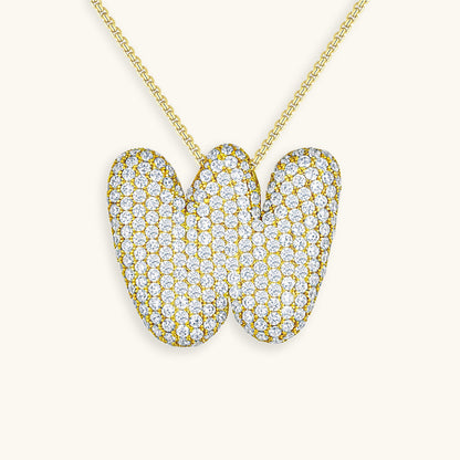 Bubble Initial Diamant Halskette