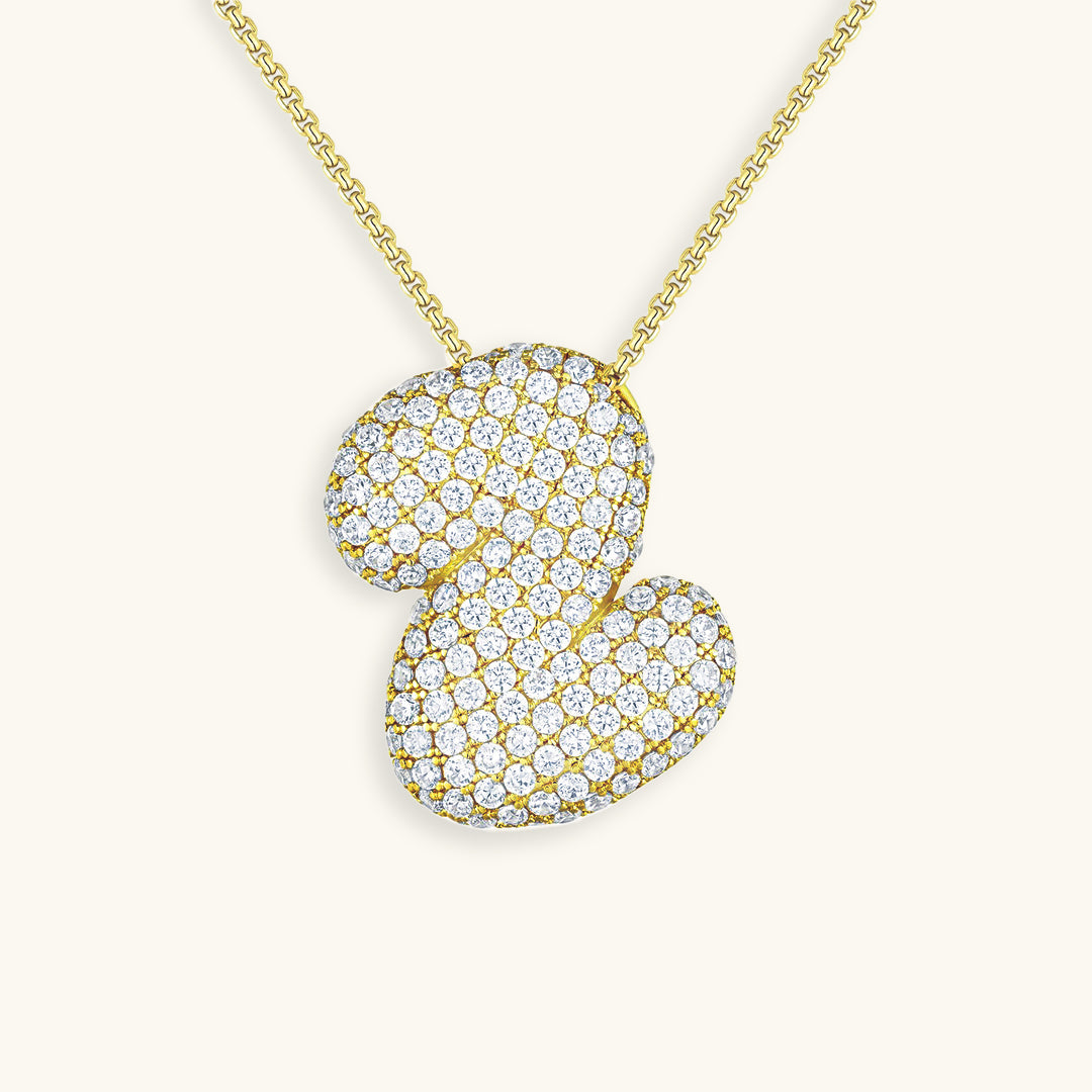 Bubble Initial Diamant Halskette