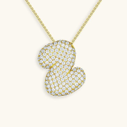 Bubble Initial Diamant Halskette