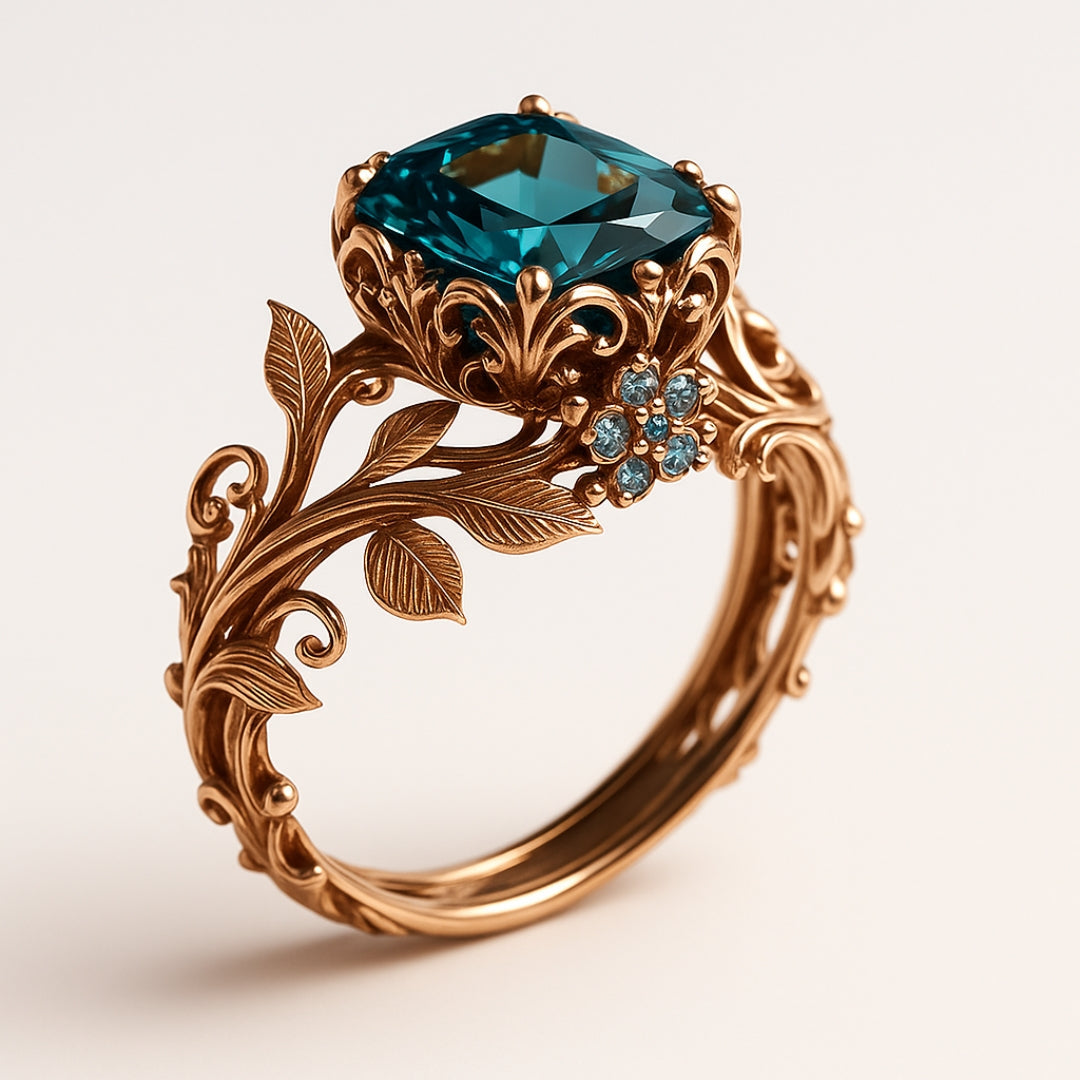 Esmerelle – Ring Grüner Kristall mit Natürlichem Charme