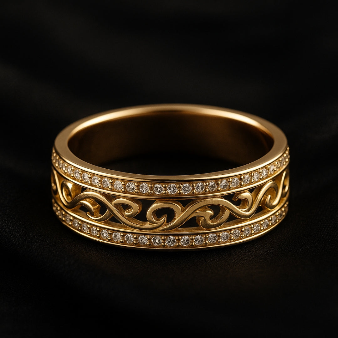 Jevy – Breiter Goldener Ring mit Aussparungen