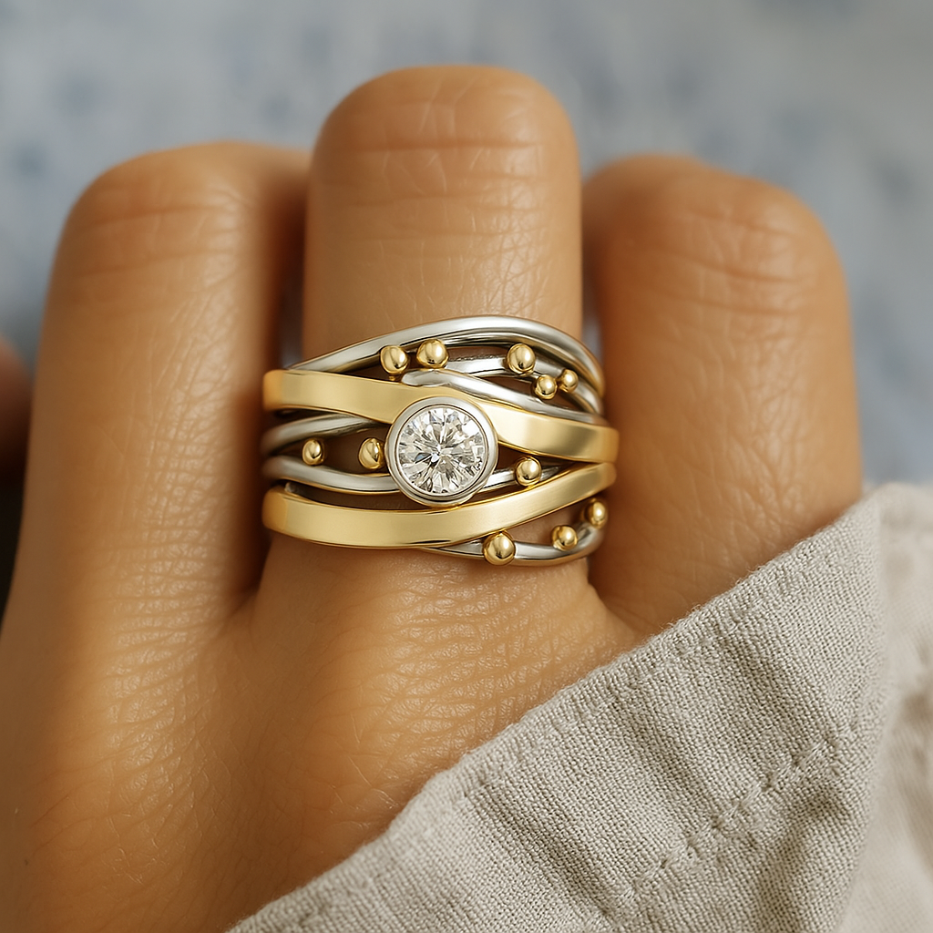 Dalia – Vintage Goldener Ring mit Eingefasstem Zirkonia