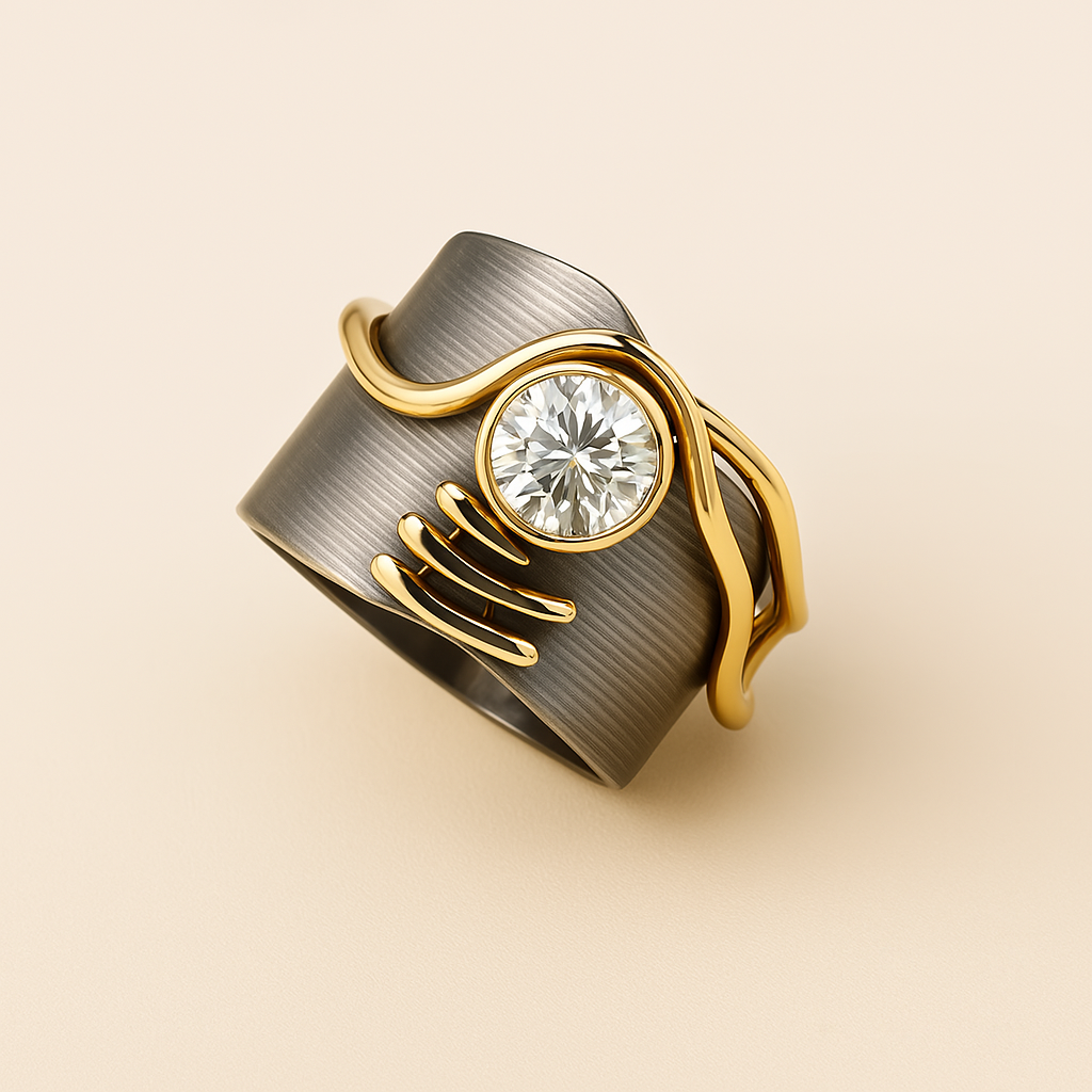 Maelis – Vintage-Ring in dunklem Silber mit Zirkonia