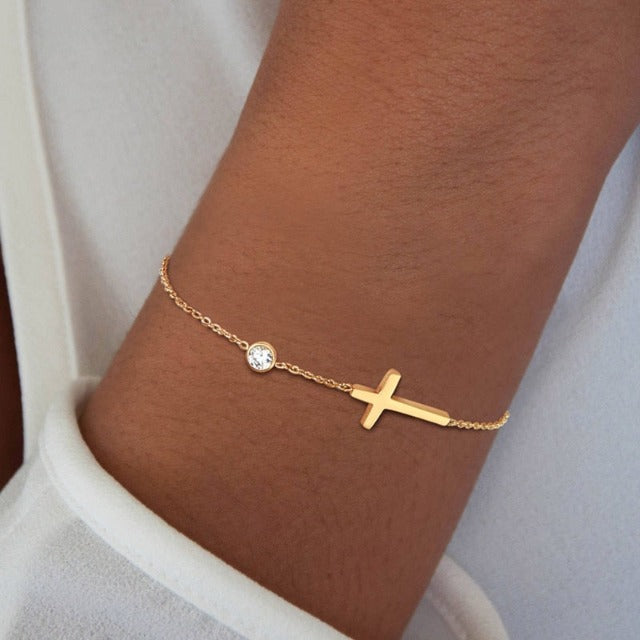 Althea – Armband mit Kreuz für Damen in Gold & Silber