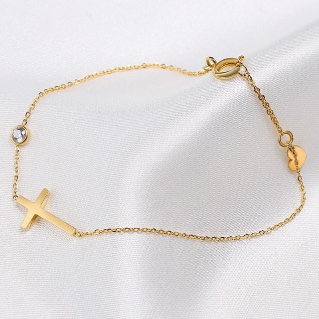 Althea – Armband mit Kreuz für Damen in Gold & Silber