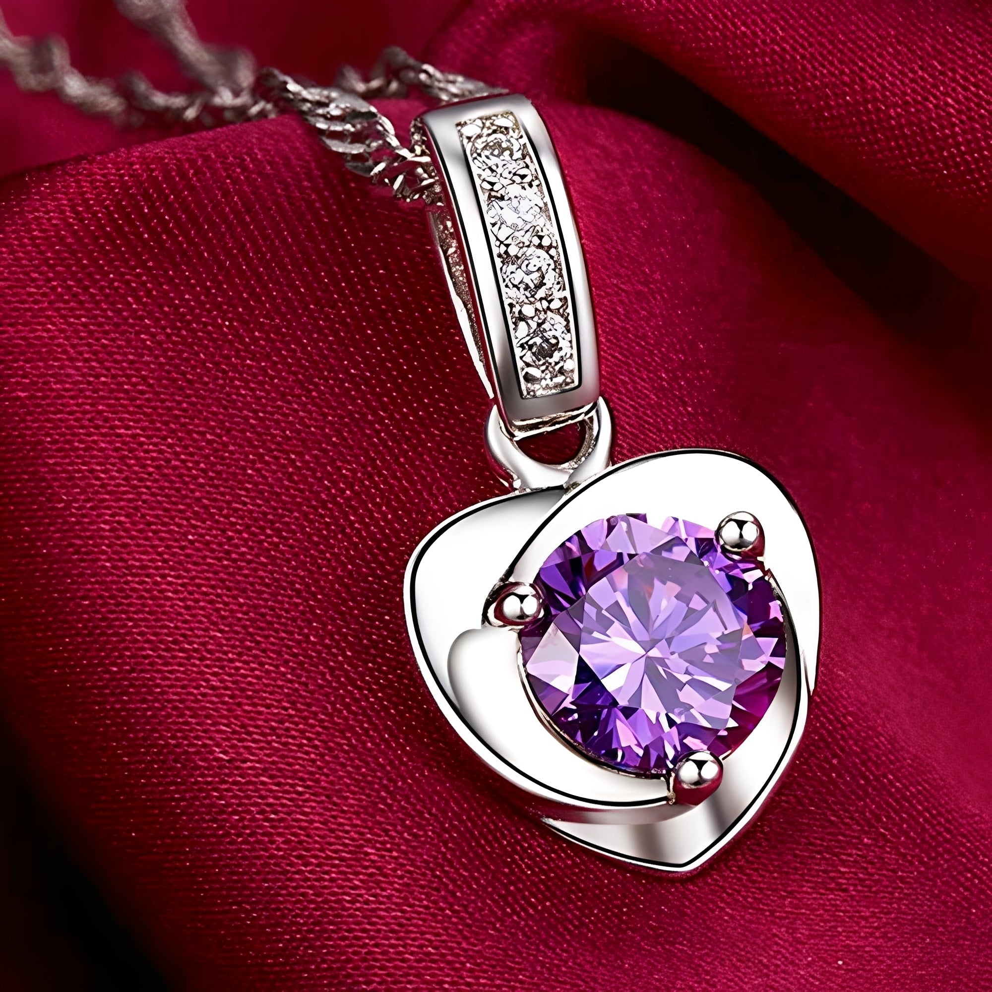 Eliane – Anhänger Herz aus Silber & Amethyst