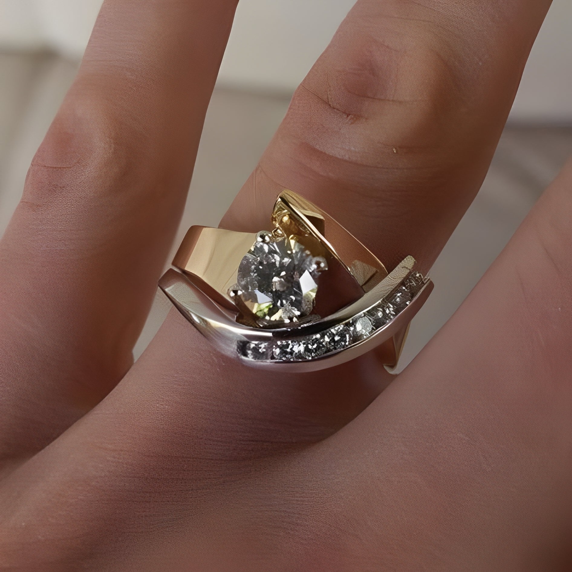 Sophie – Vintage Unregelmäßiger Ring Gold-Silber