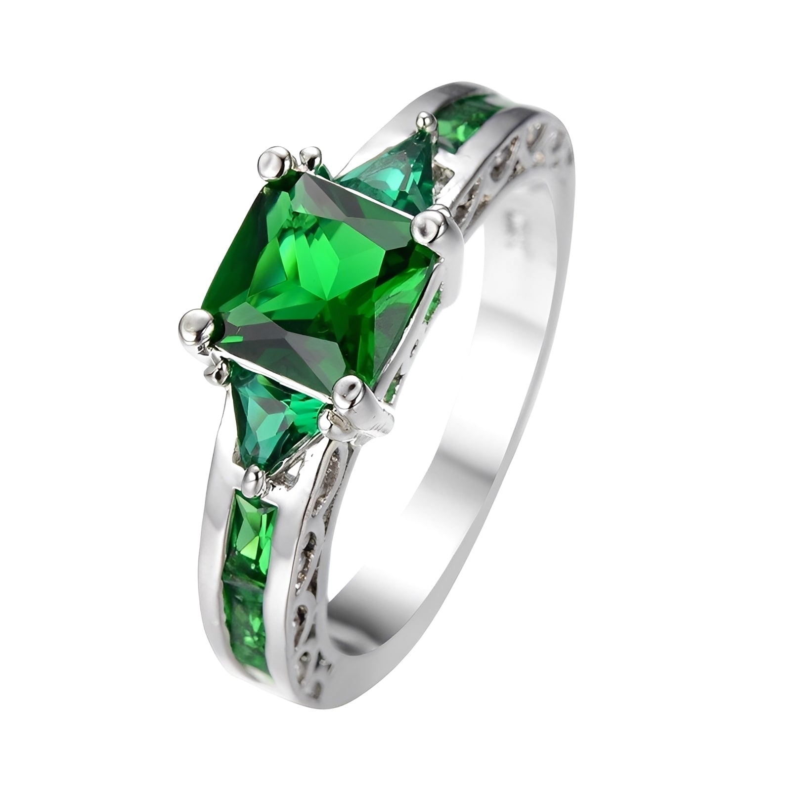 Manon – Feiner Ring Weiß Gold Emerald