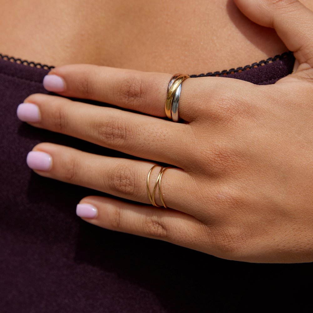 Elena – Eleganter Dreifachring in drei Tönen