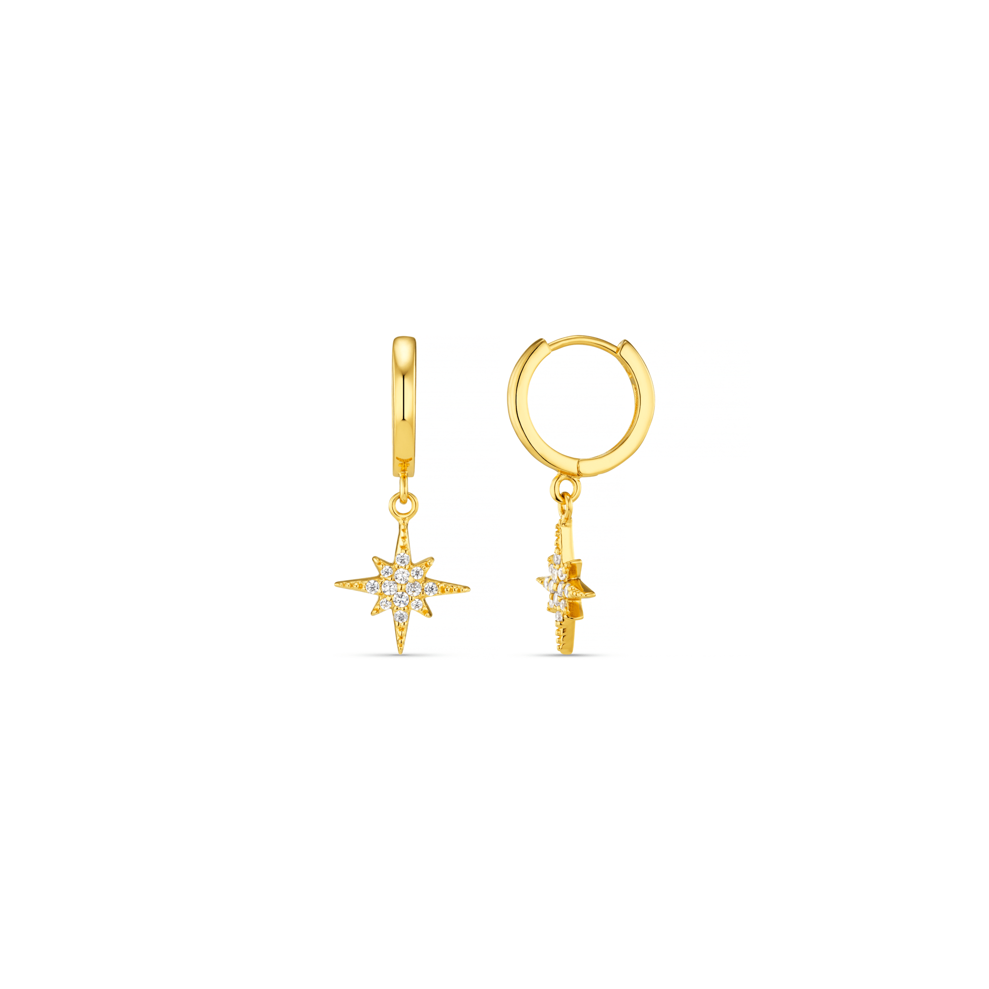 Nora – Ohrringe Huggie mit Goldenem Stern