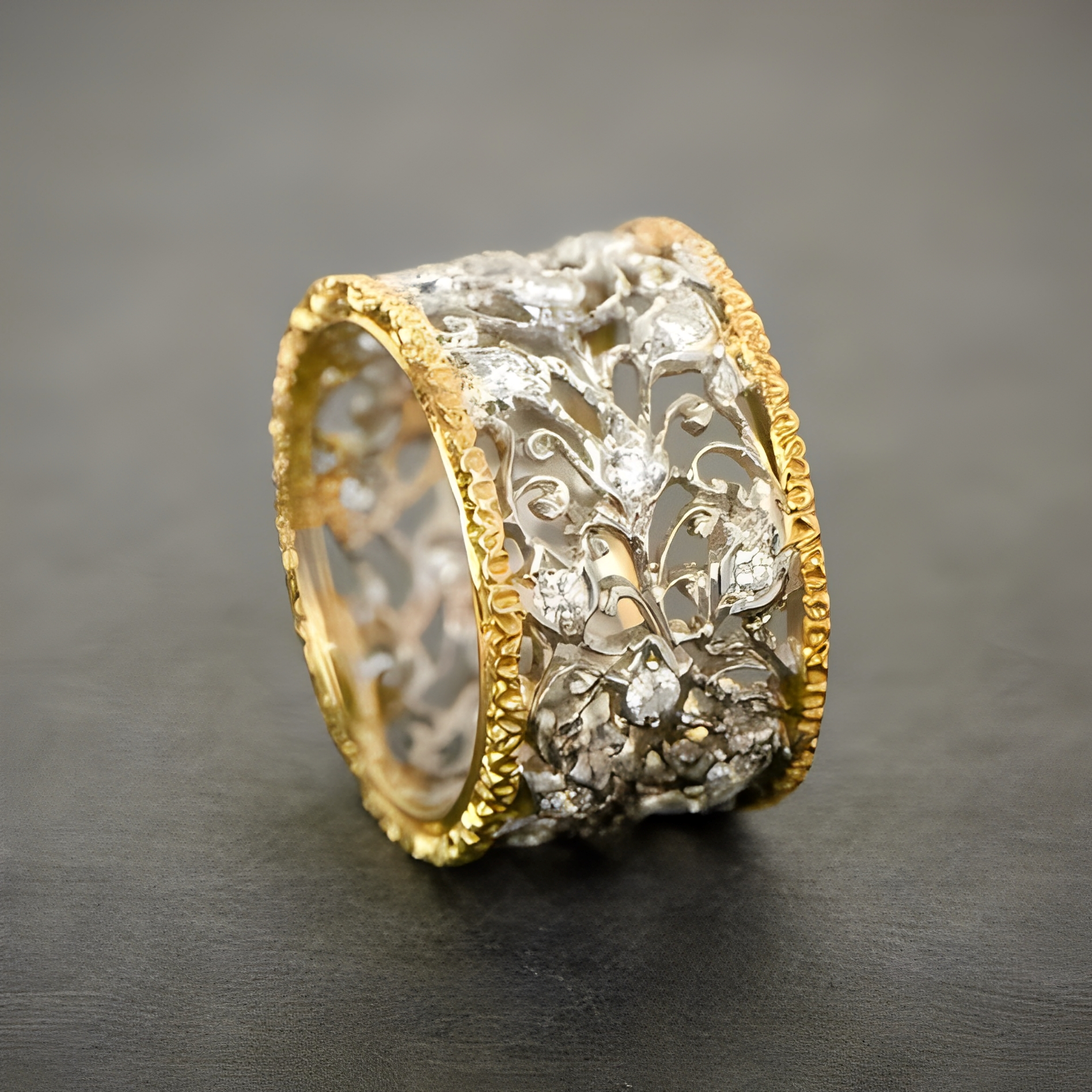 Elvara – Vintage-Ring Blatt und Zirkonium