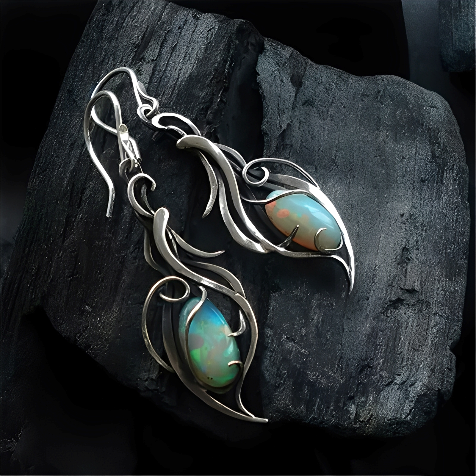 Gina – Ohrringe Blauer Opal und Silber