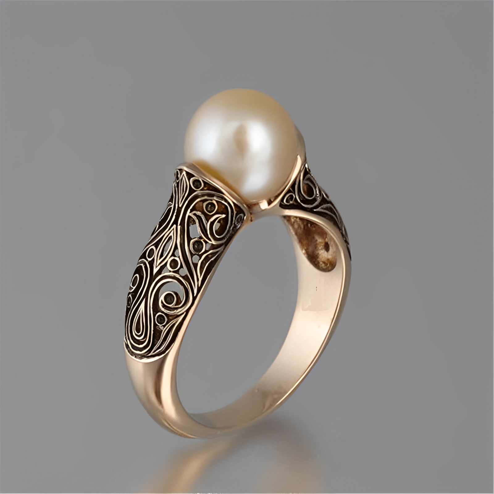 Inaya – Vintage Goldener Ring mit Perle