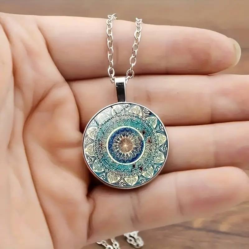 Florine – Vintage Mandala Runde Blaue Halskette