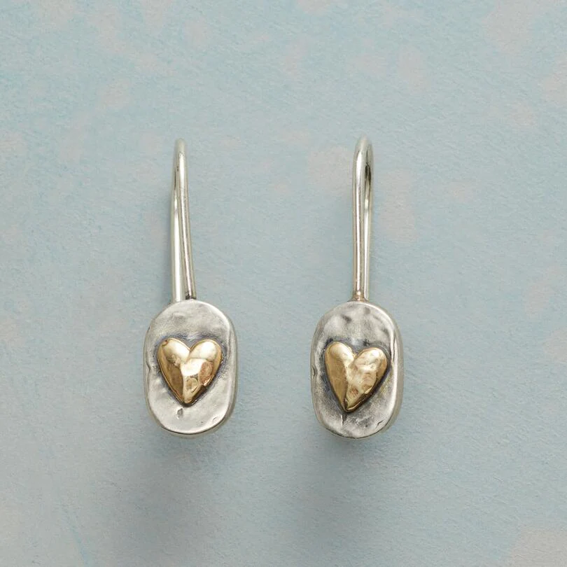 Amaya – Vintage-Ohrringe Silber & Goldenes Herz