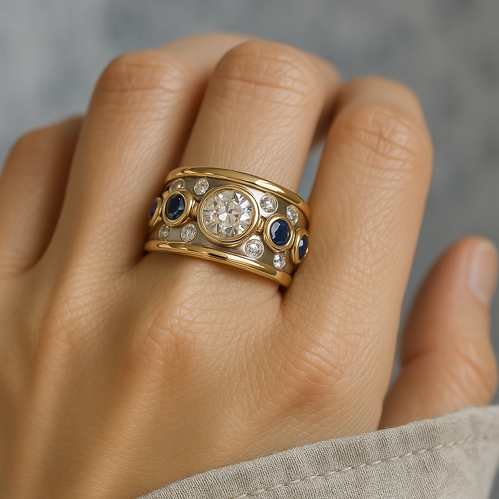 Sylvie – Vintage Goldener Ring mit Eingefassten Zirkonia