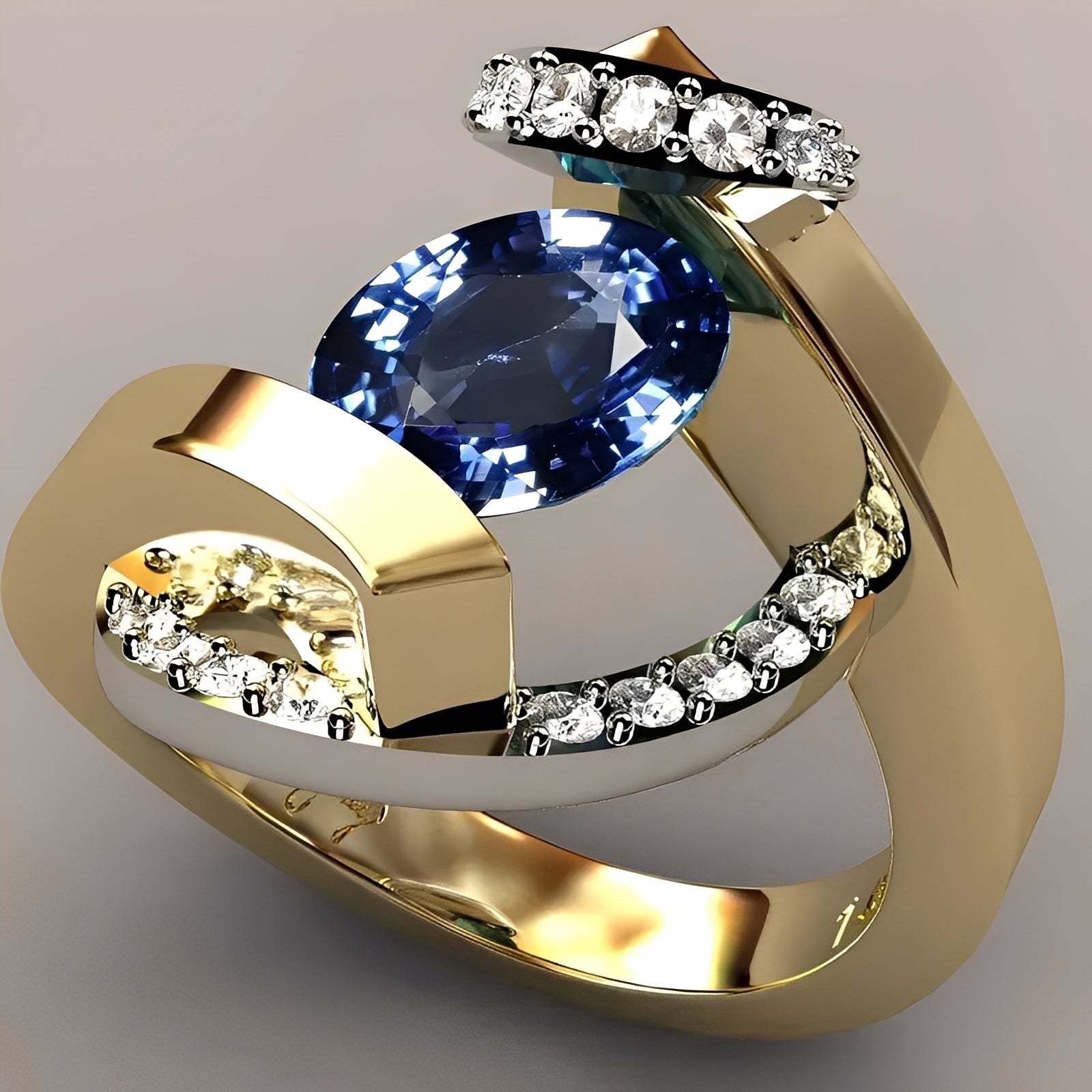 Marina – Vintage Ring mit Blauem Zirkon