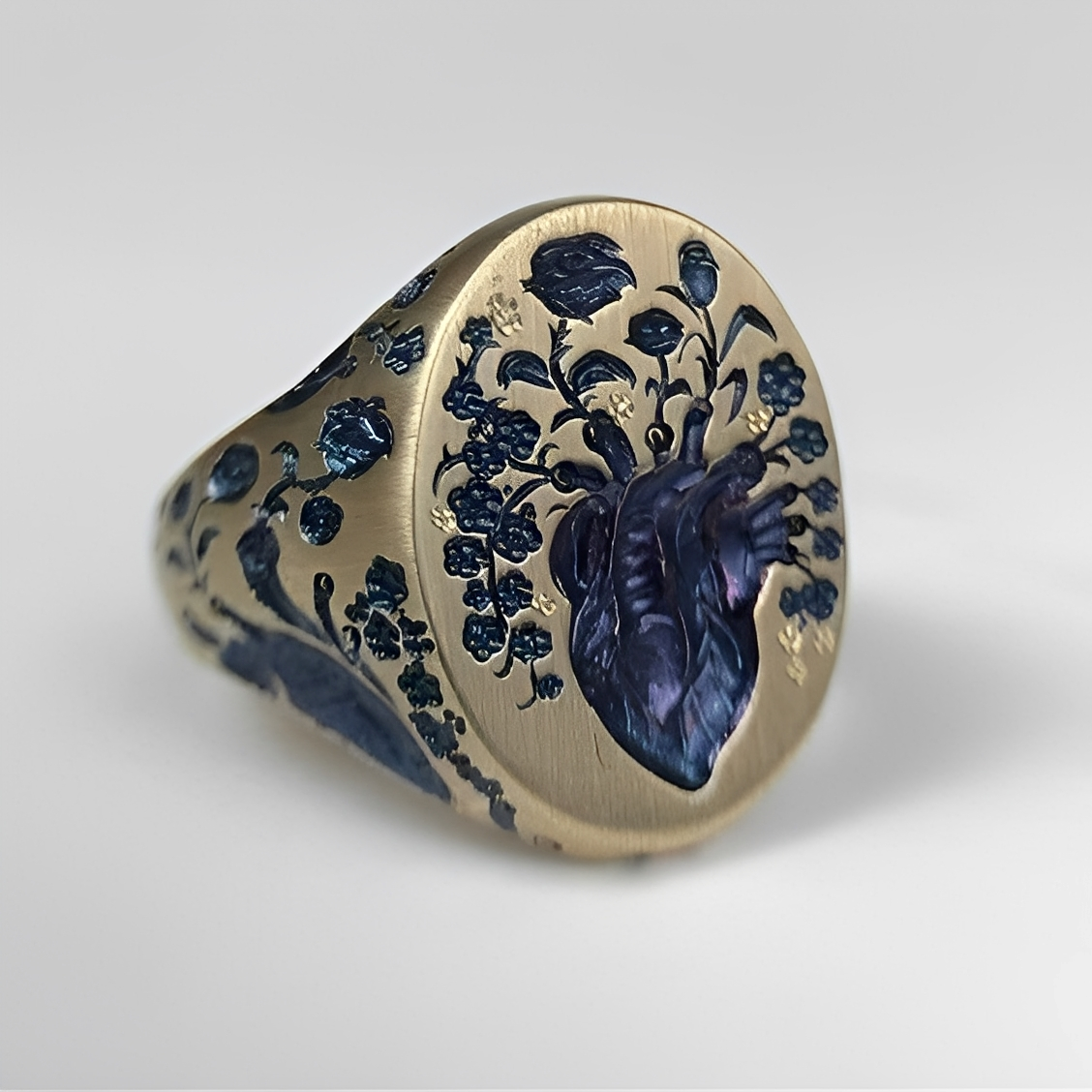 Bailey – Vintage-Ring Blaue Blume aus Gold
