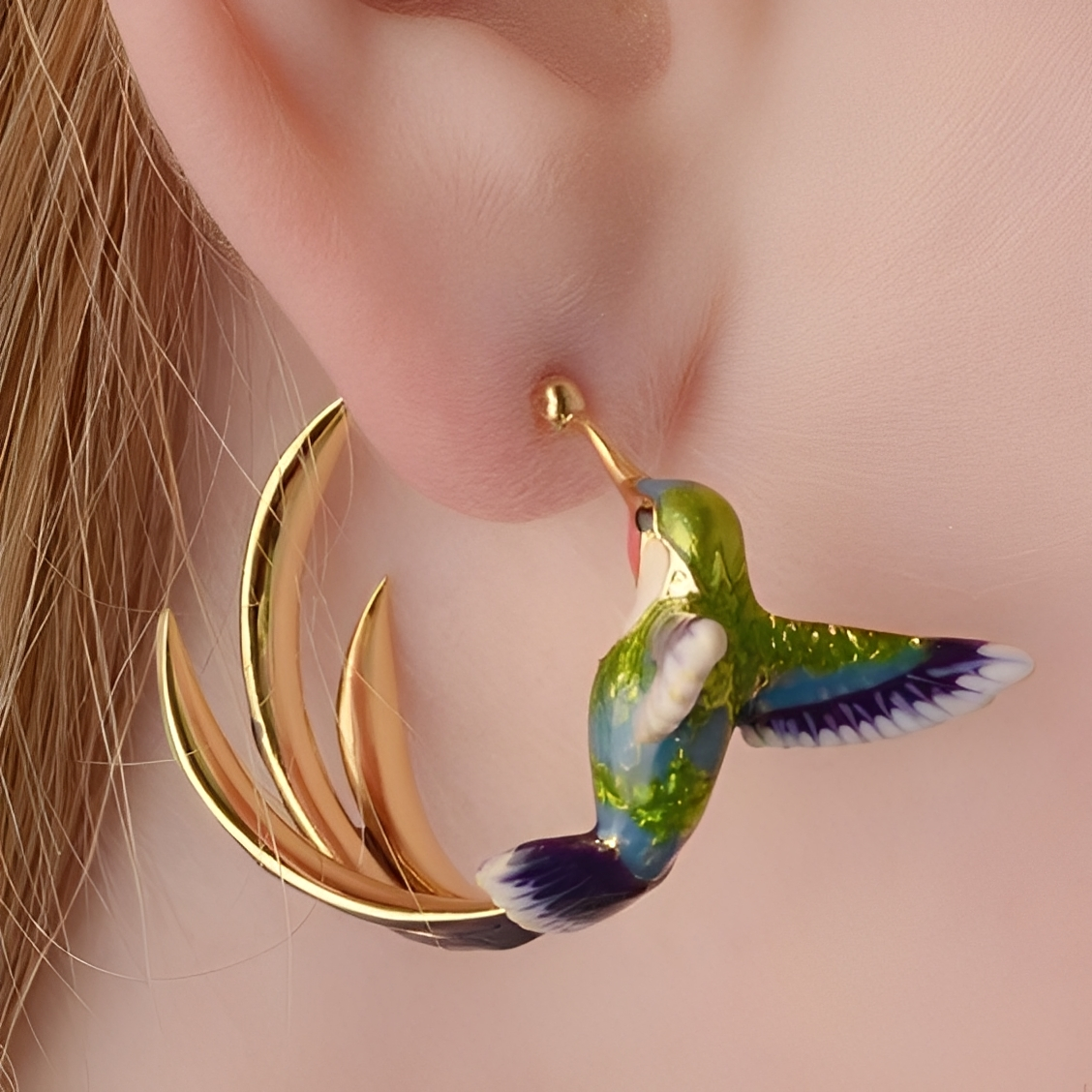 Wendy – Kreolen Kolibri Emailliert Vintage
