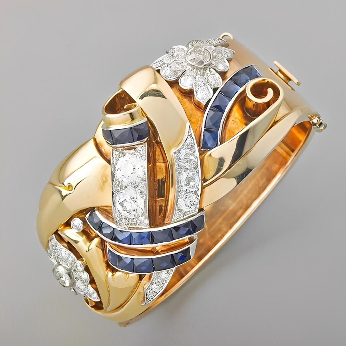 Mireille – Vintage-Ring Gold & Blauer Zirkon