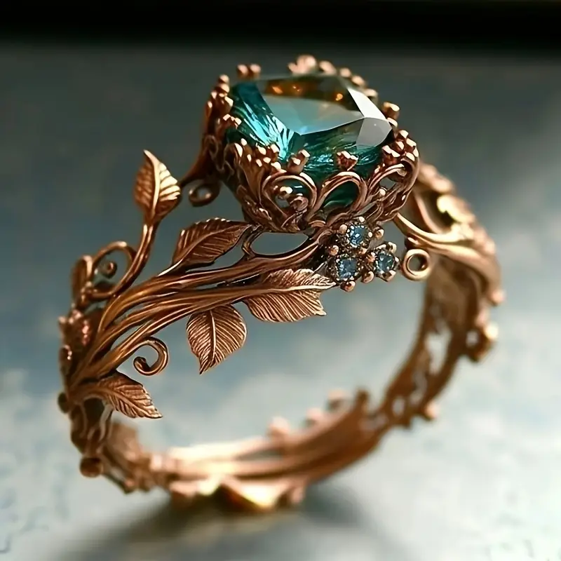 Esmerelle – Ring Grüner Kristall mit Natürlichem Charme
