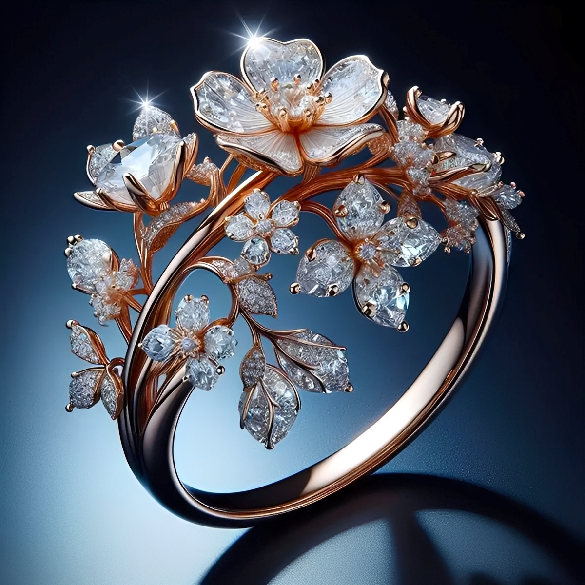 Viviane – Ring Blume Kristall Funkelnd