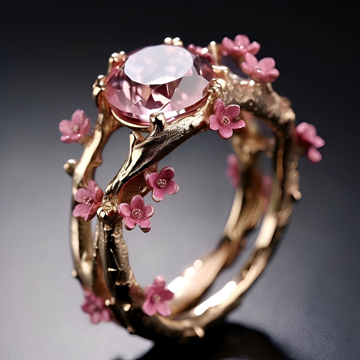 Aya – Ring Rose Blume aus vergoldetem Kristall