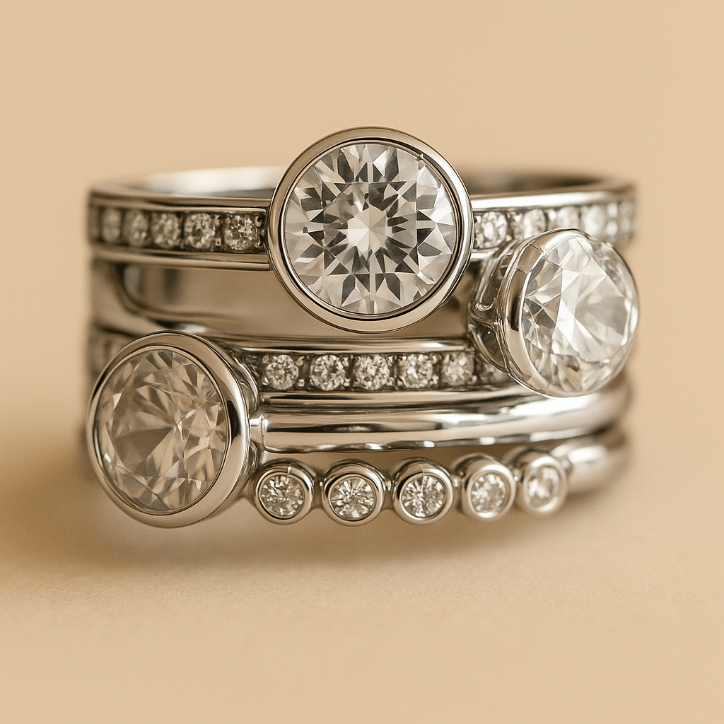 Elvie – Vintage-Ring aus Silber mit Schichten und Kristallen