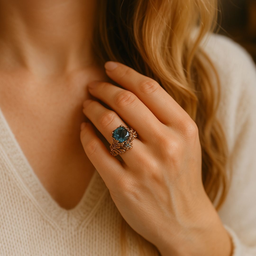 Esmerelle – Ring Grüner Kristall mit Natürlichem Charme