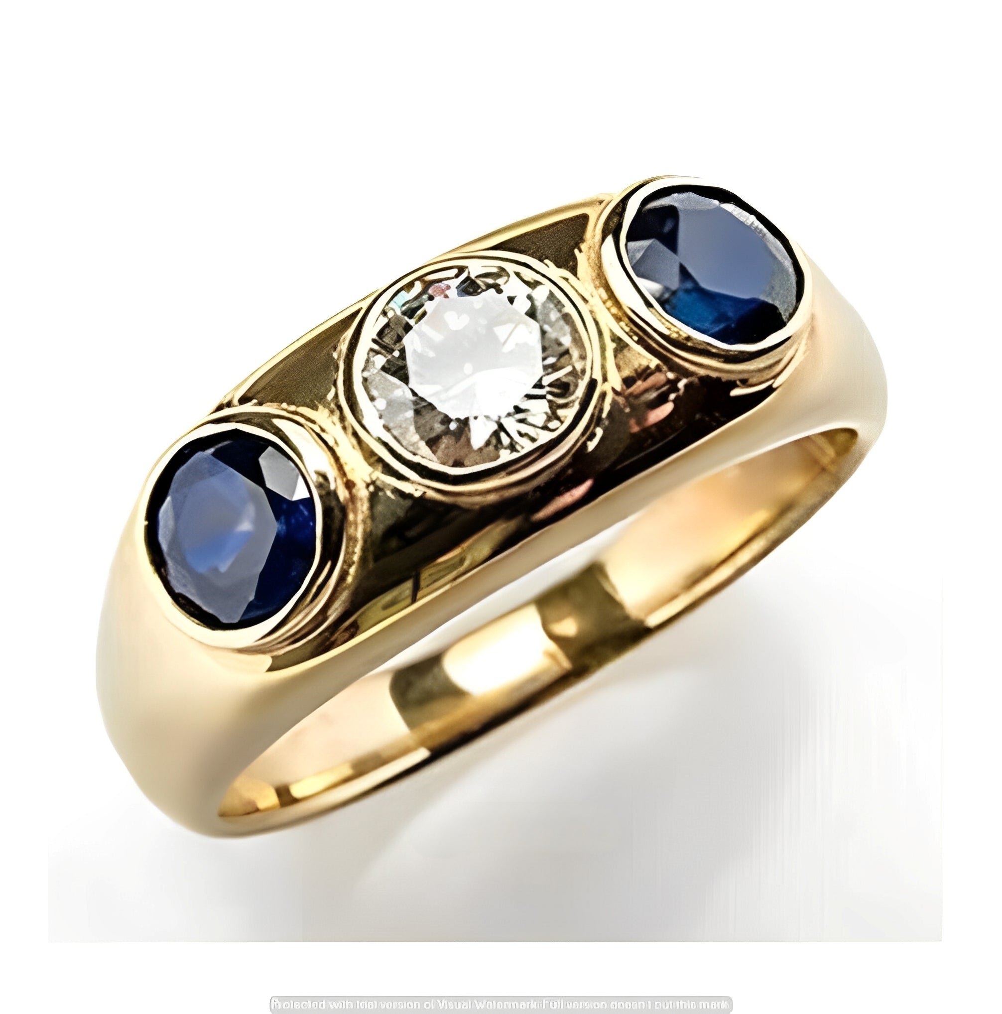 Oceane – Goldener Vintage-Ring mit blauem Kristall und Zirkonia