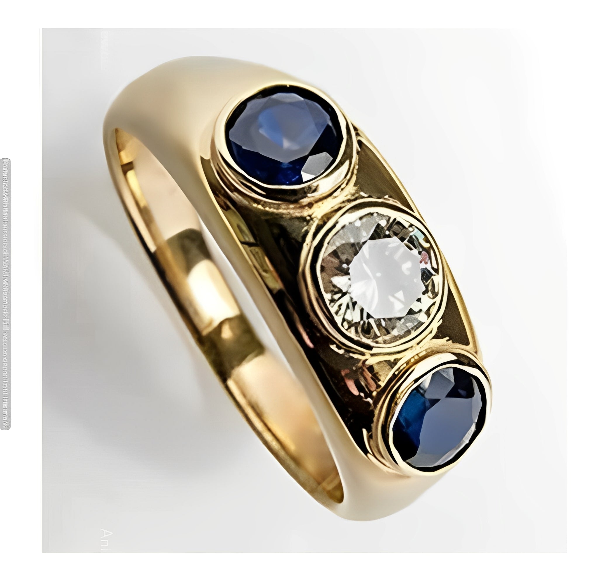 Oceane – Goldener Vintage-Ring mit blauem Kristall und Zirkonia