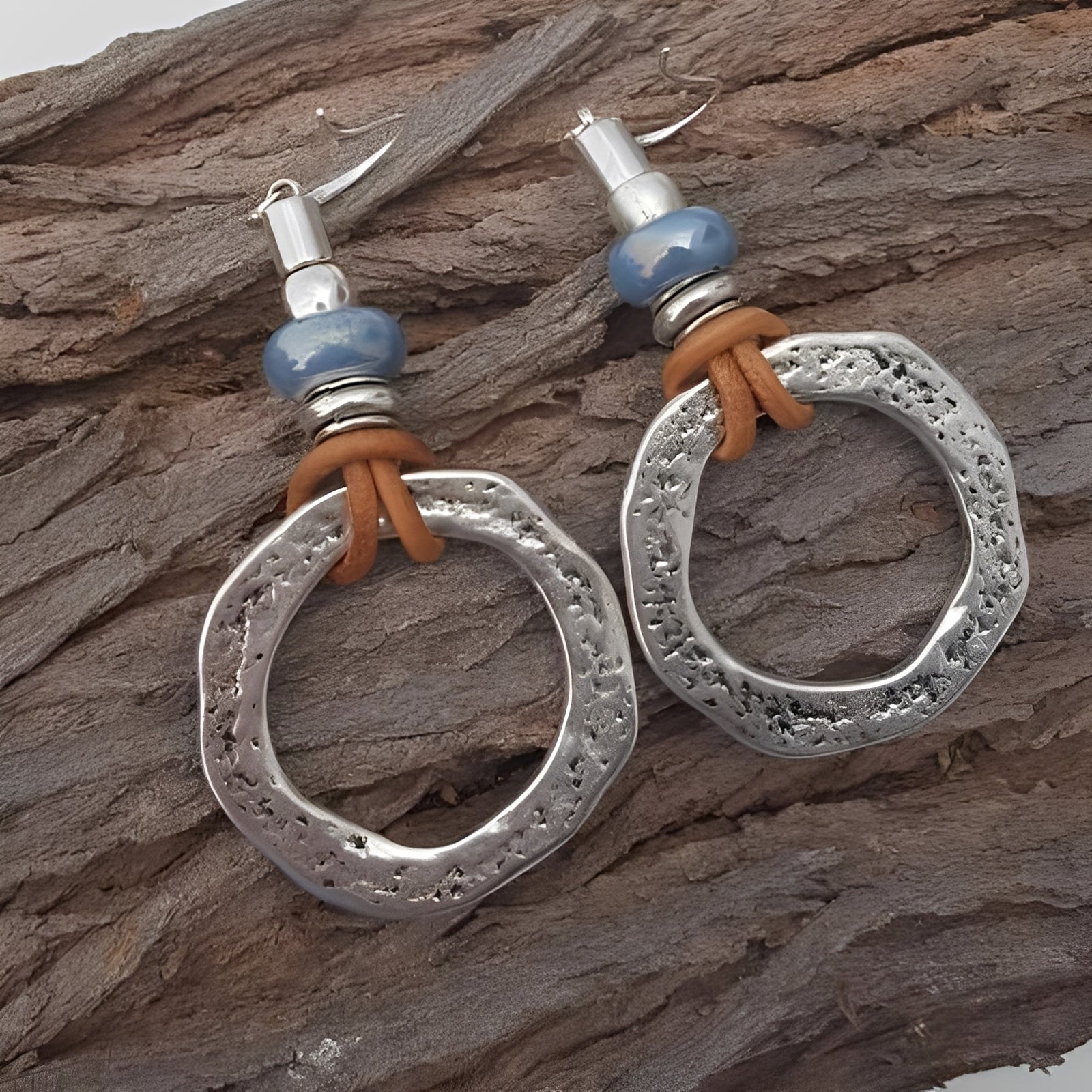 Kaia – Ohrringe Kreis Boho Vintage in Silber