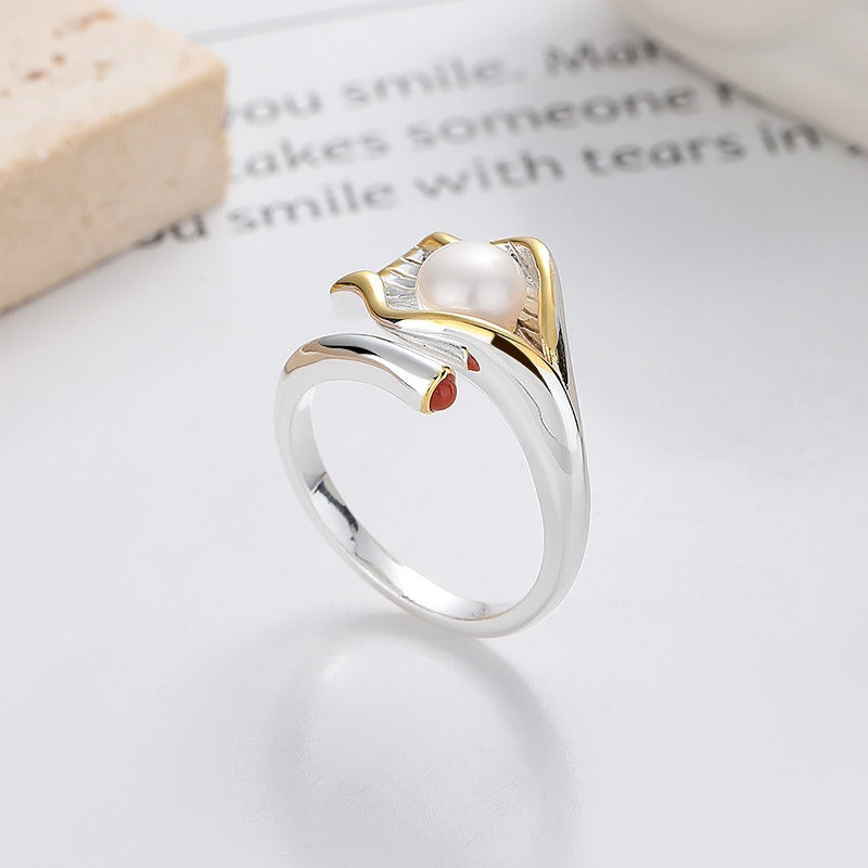 Camille – Vintage Raffinierter Ring Zweifarbige Perle