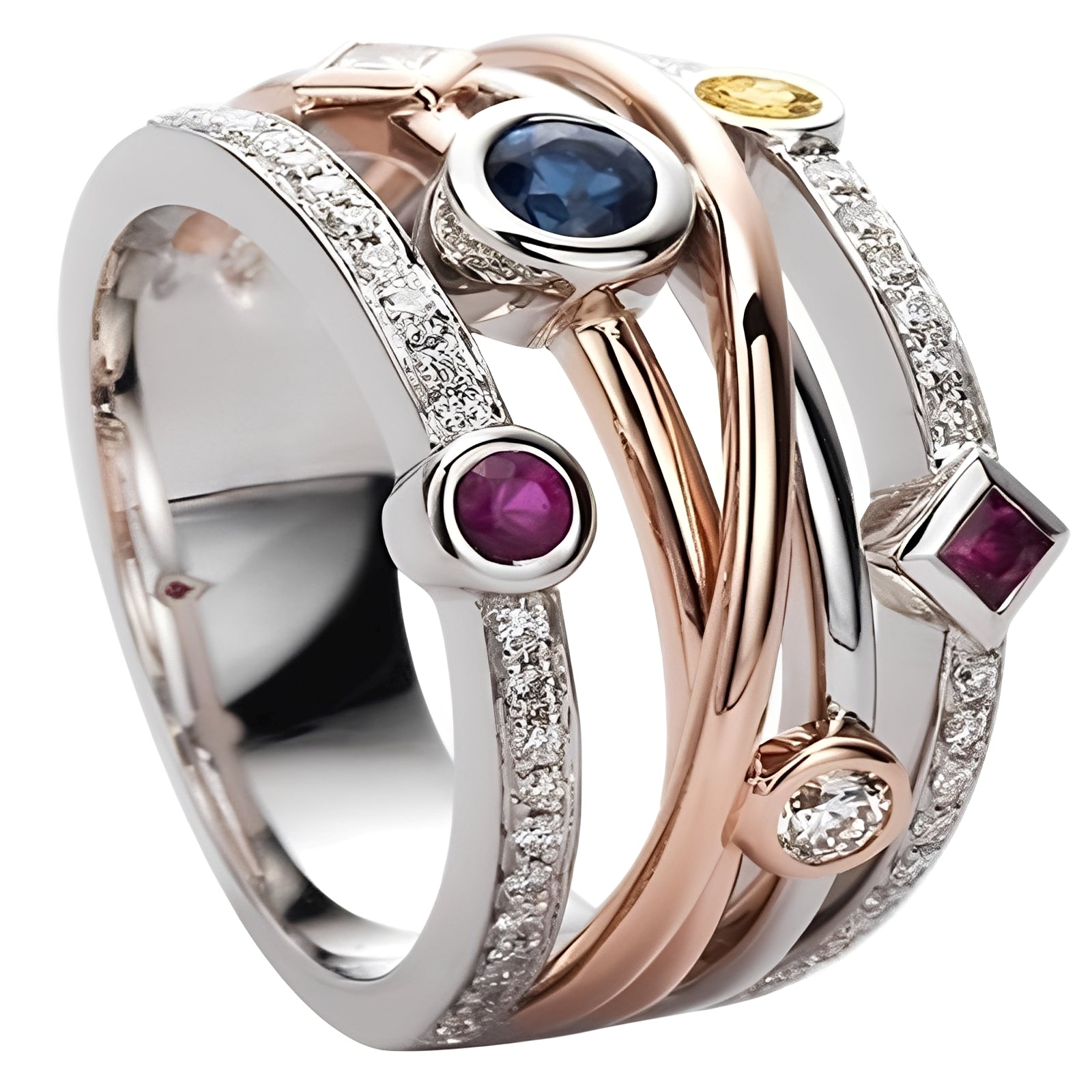 Jisoo – Vintage Hohler Ring mit Bunten Zirkonias