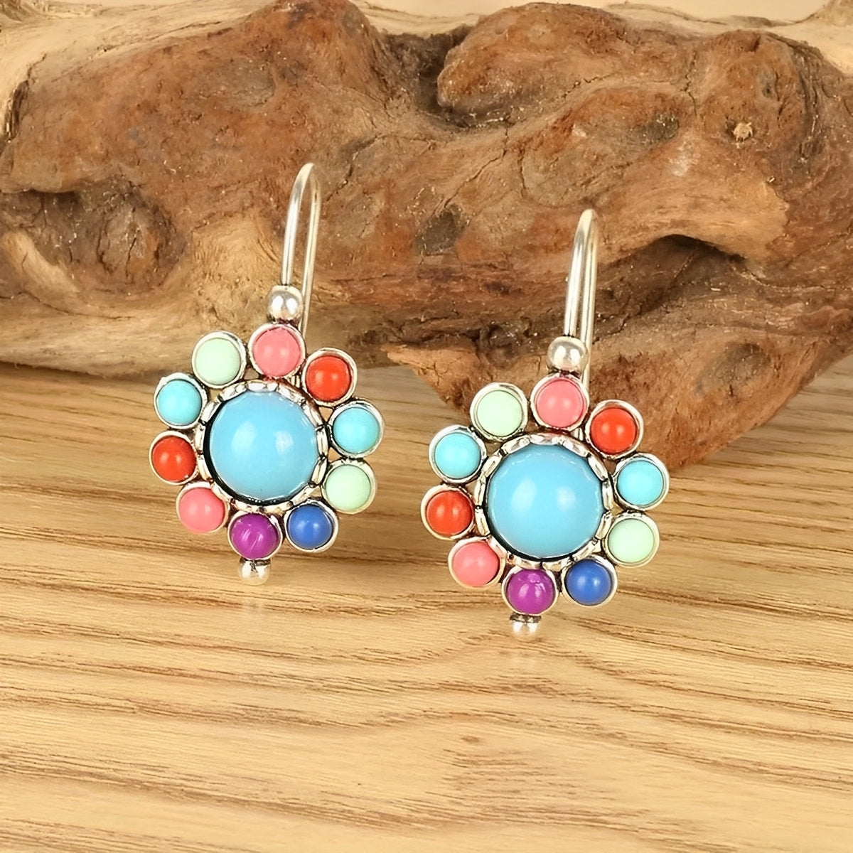 Mira – Runde Multicolor-Ohrringe mit Türkis