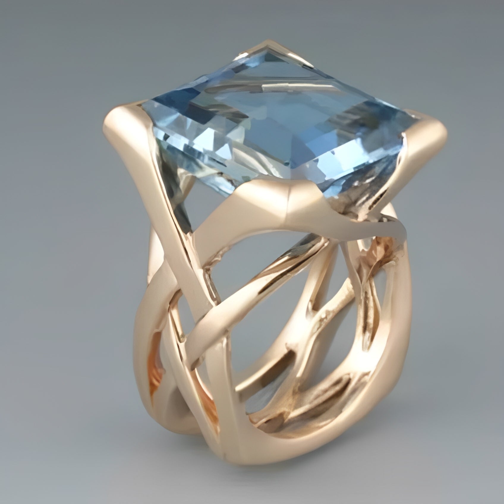 Melina – Vintage-Ring in Roségold mit blauem Zirkon