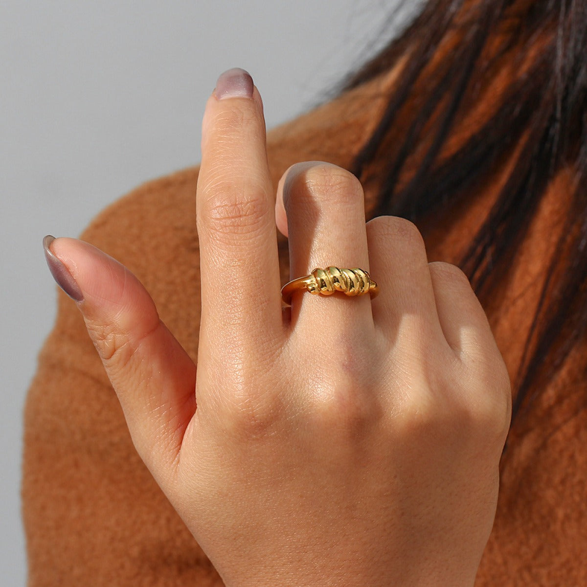 Shay – Vergoldeter Drahtzaun-Ring