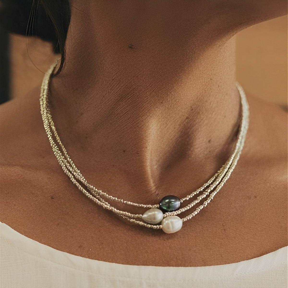 Aurore – Kette Süßwasserperlen Retro-Stil
