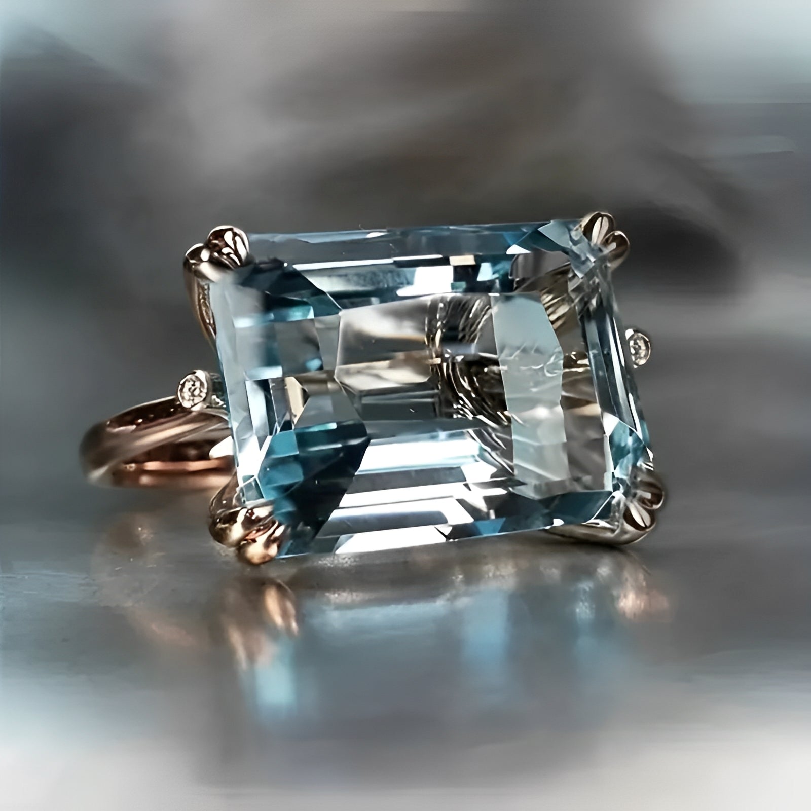 Yvaine – Vintage-Ring mit blauem Zirkonia