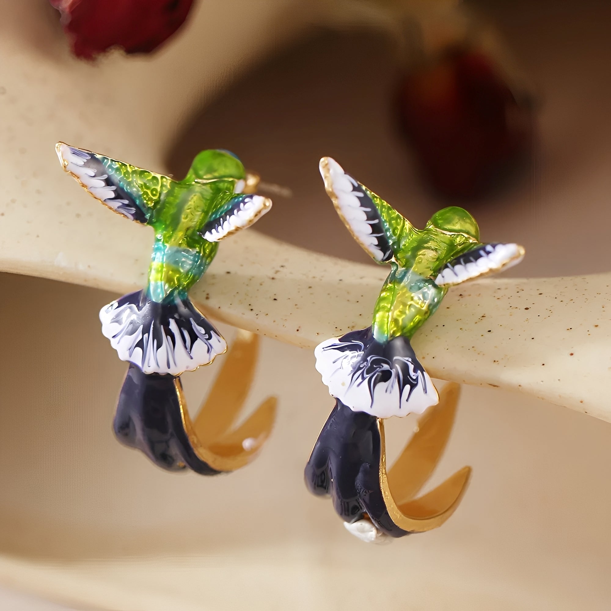 Wendy – Kreolen Kolibri Emailliert Vintage
