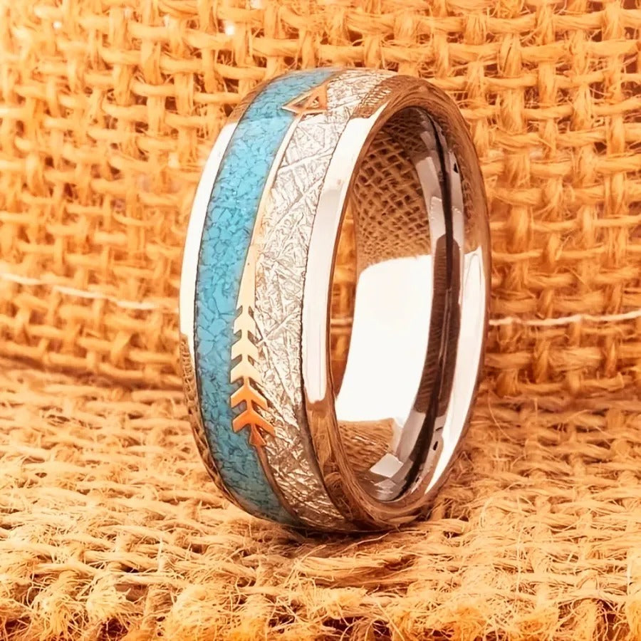 Kamille – Vintage Emaille Eleganter Ring in Silber