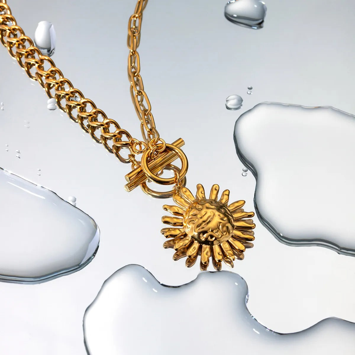 Milly – Statement Halskette Goldene Sonnenblumenblume
