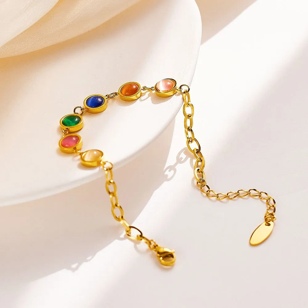 Maisie – Armband Gold mit Farbstein