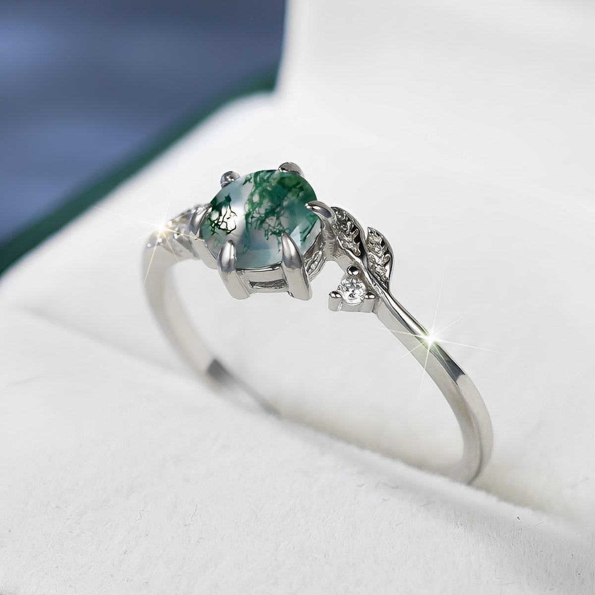 Dannah – Vintage-Ring mit Grünem Stein Versilbert