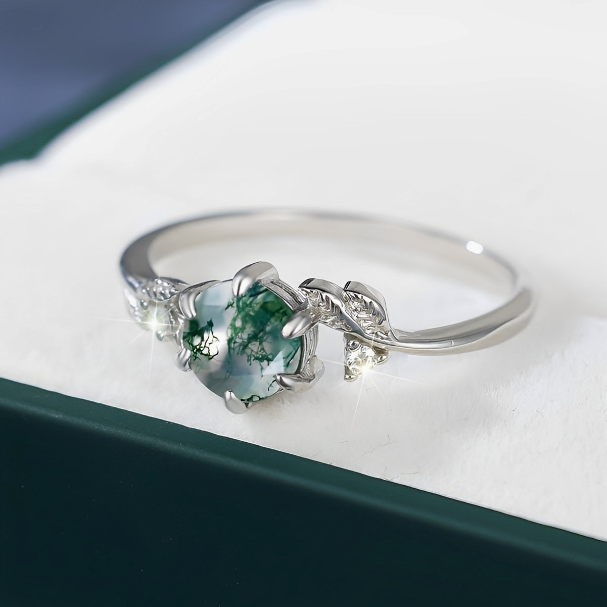 Dannah – Vintage-Ring mit Grünem Stein Versilbert