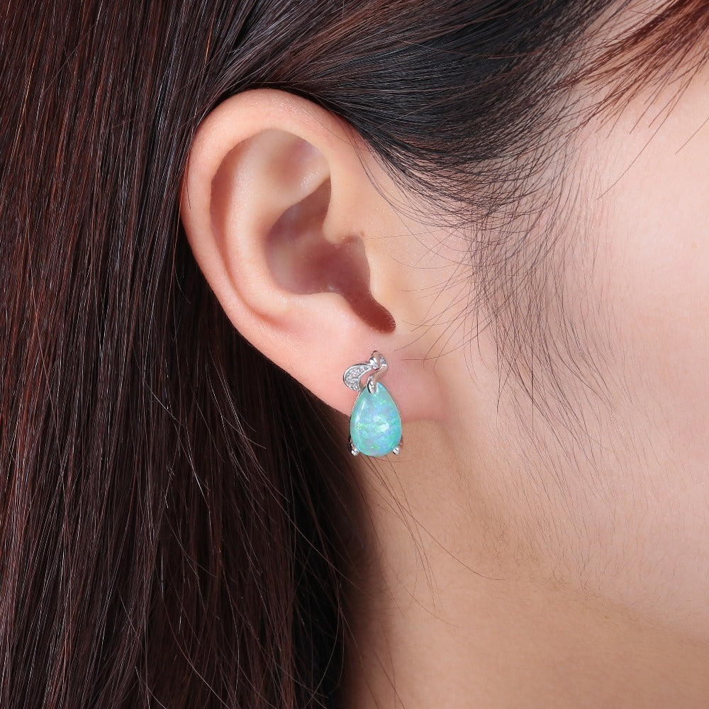 Isaline – Funkelnde Ohrringe Grüner Opal & Silber