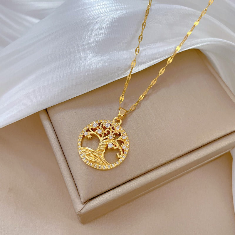 Samira – Halskette Goldener Lebensbaum mit Zirkonium
