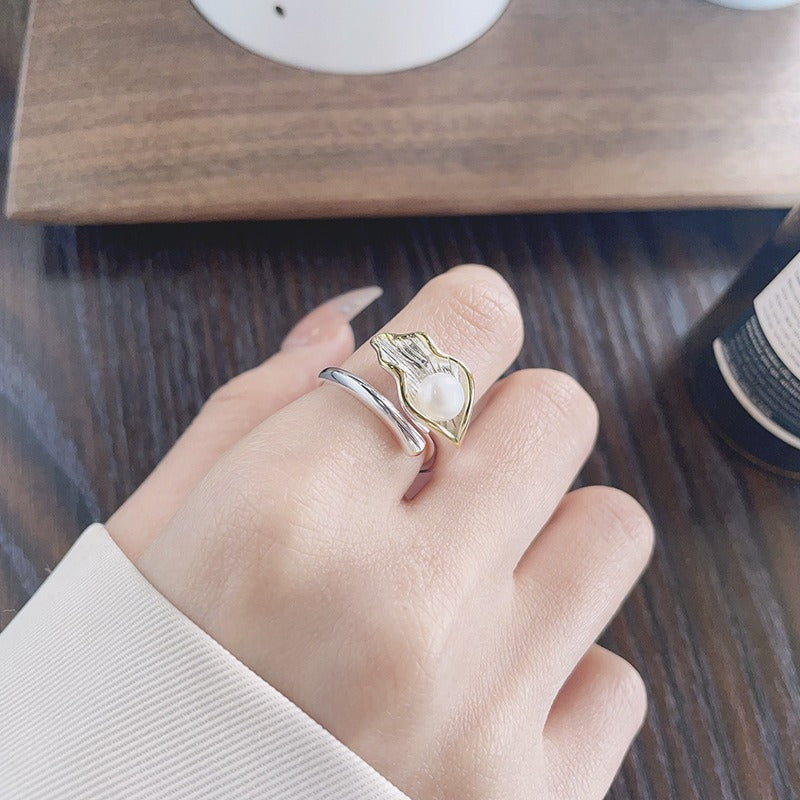 Camille – Vintage Raffinierter Ring Zweifarbige Perle