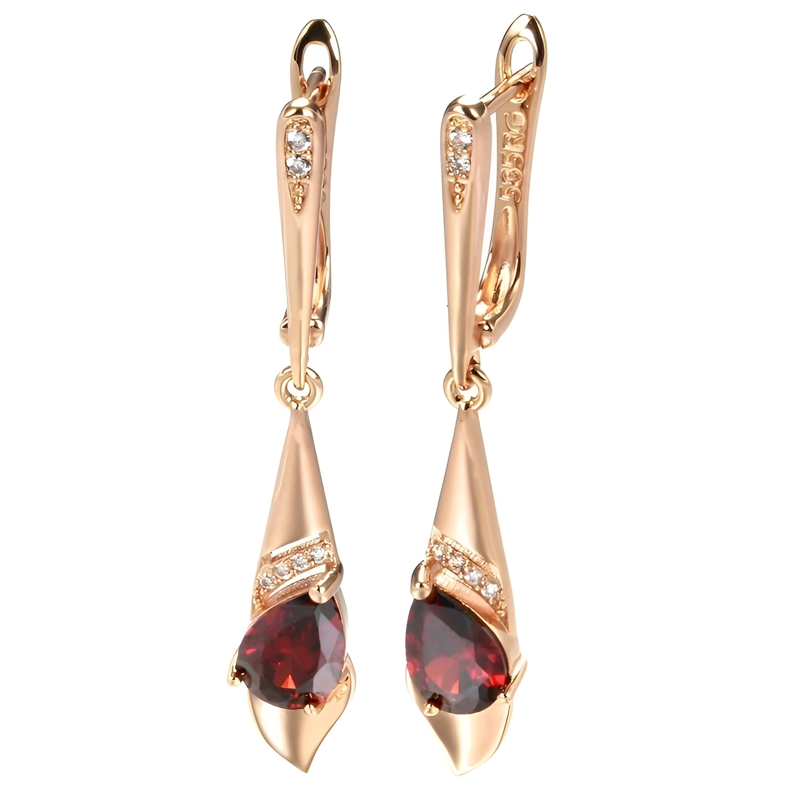 Allegra – Ohrringe Gold mit Elegantem Rotem Kristall
